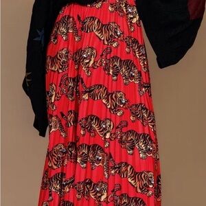 Dressed in LALA Vibrant Red Tiger Maxi Skirt